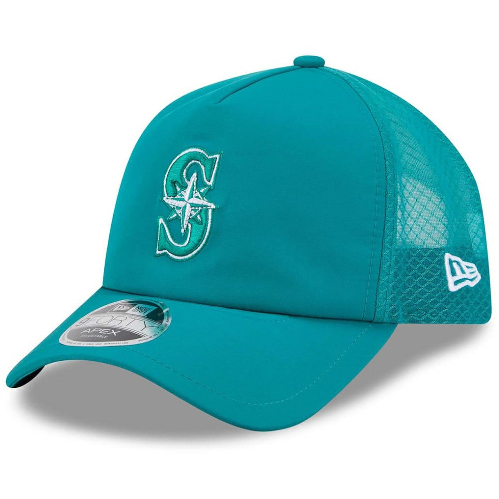 Seattle Mariners 2026 Batting Practice Apex 9FORTY Adjustable Trucker Hat - Teal | New Era