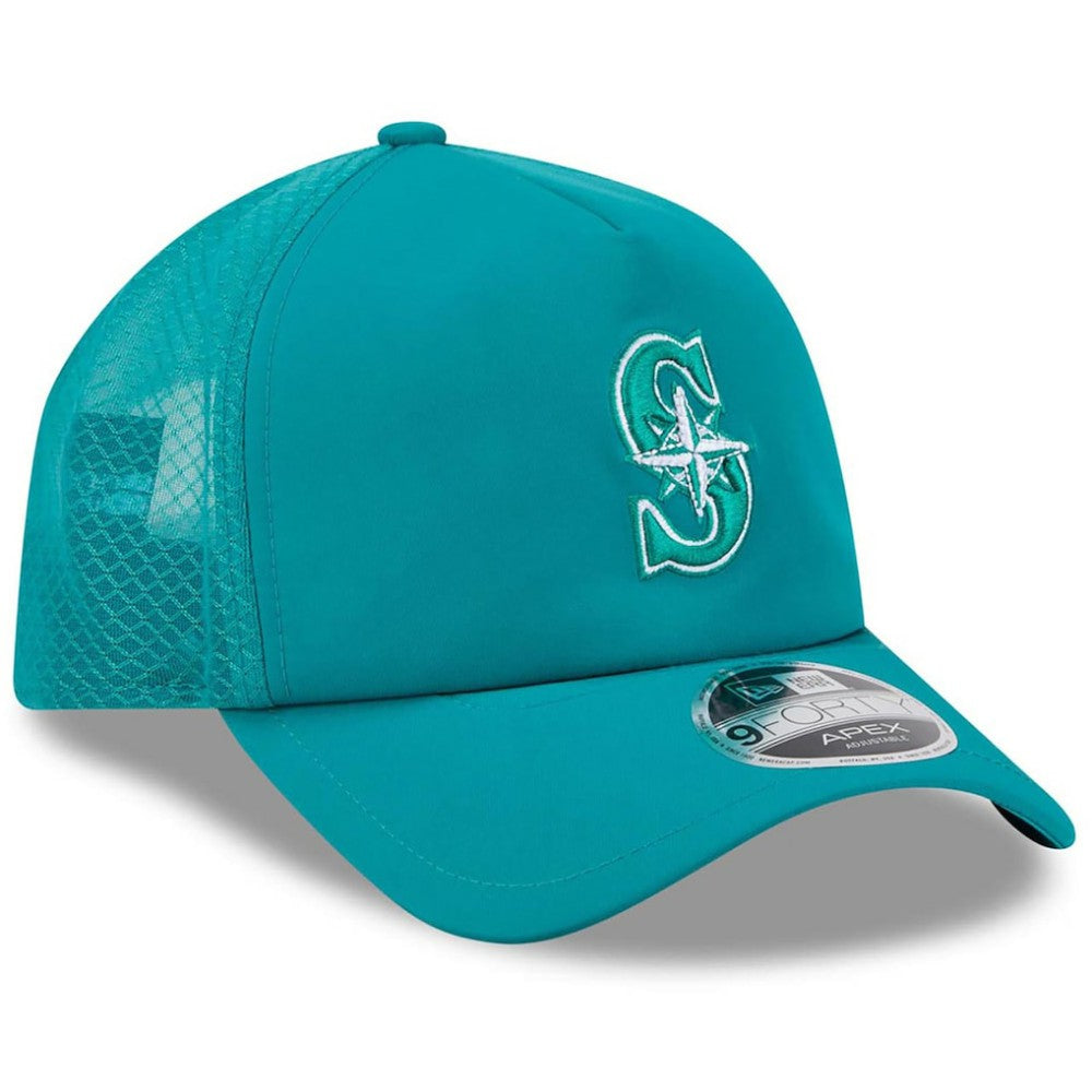 Seattle Mariners 2026 Batting Practice Apex 9FORTY Adjustable Trucker Hat - Teal | New Era
