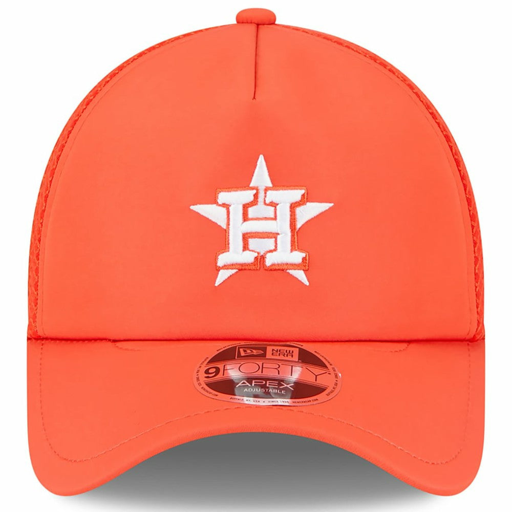 Houston Astros 2026 Batting Practice Apex 9FORTY Adjustable Trucker Hat - Orange | New Era