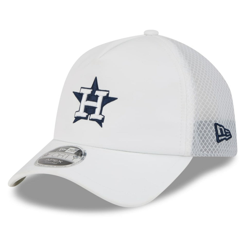 Houston Astros 2026 Batting Practice Apex 9FORTY Adjustable Trucker Hat - White | New Era