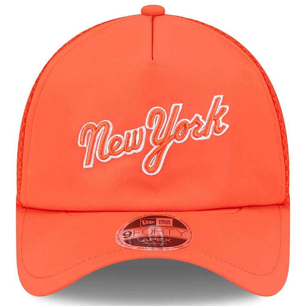 New York Mets 2026 Batting Practice Apex 9FORTY Adjustable Trucker Hat - Orange | New Era