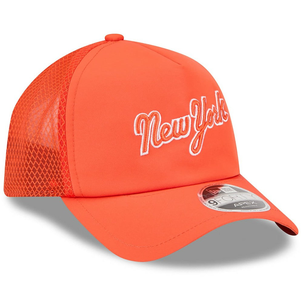 New York Mets 2026 Batting Practice Apex 9FORTY Adjustable Trucker Hat - Orange | New Era