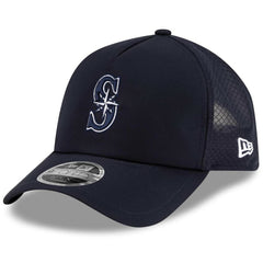 Seattle Mariners 2026 Batting Practice Apex 9FORTY Adjustable Trucker Hat - Navy | New Era