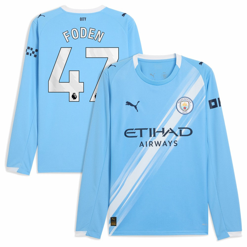Phil Foden Manchester City 2025/26 Home Replica Long Sleeve Player Jersey / Soccer Hot sale