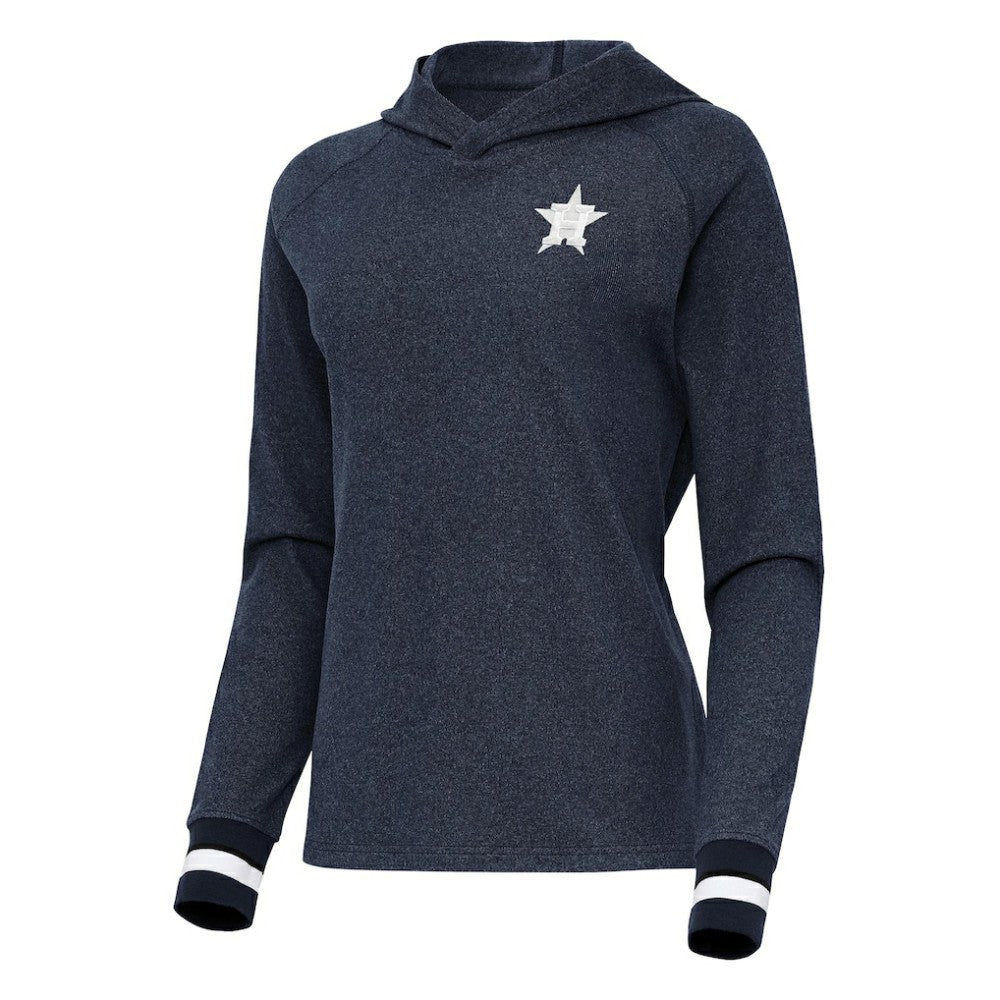 Houston Astros Antigua Women's Trek Pullover Hoodie - Heather Navy