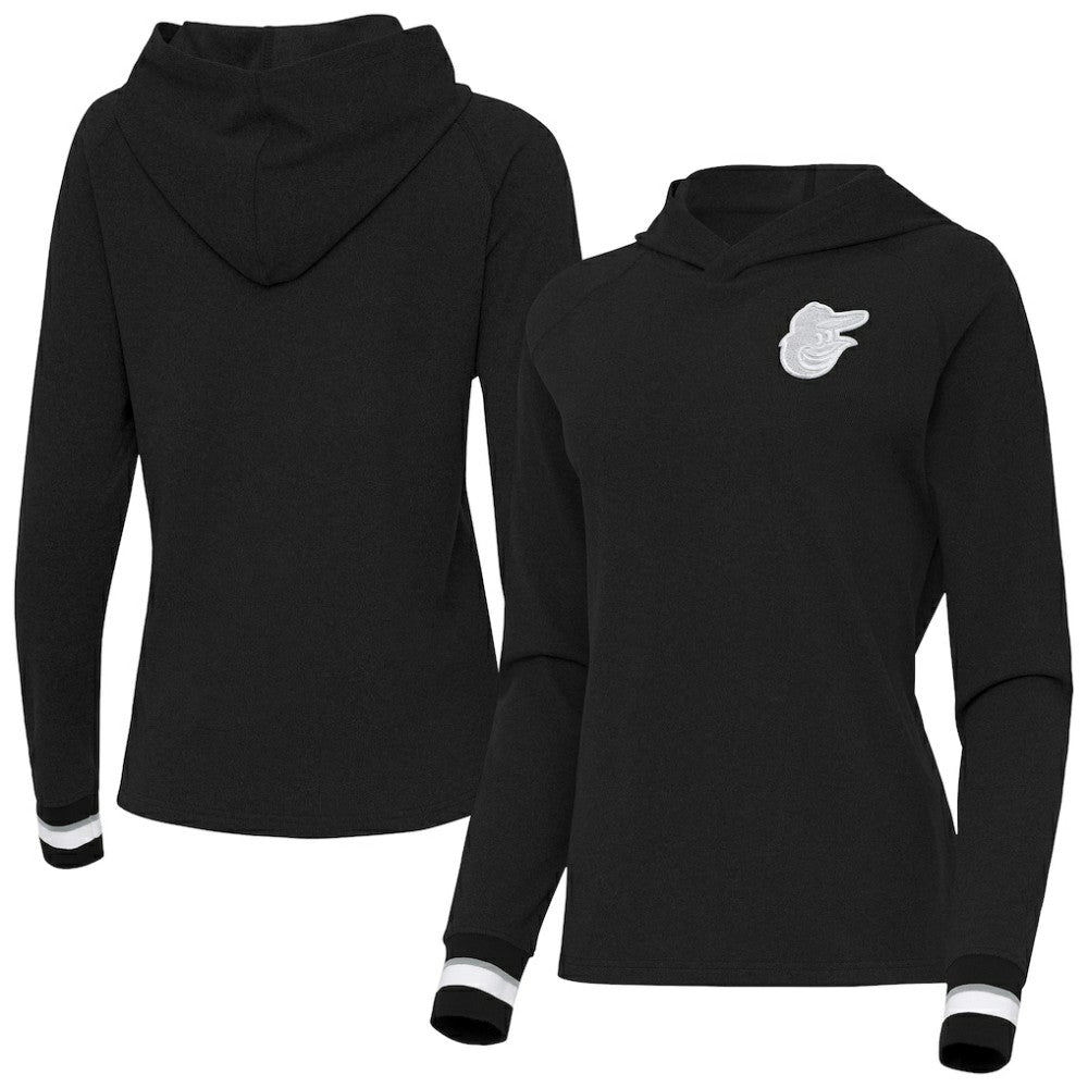 Baltimore Orioles Antigua Women's Trek Pullover Hoodie - Black