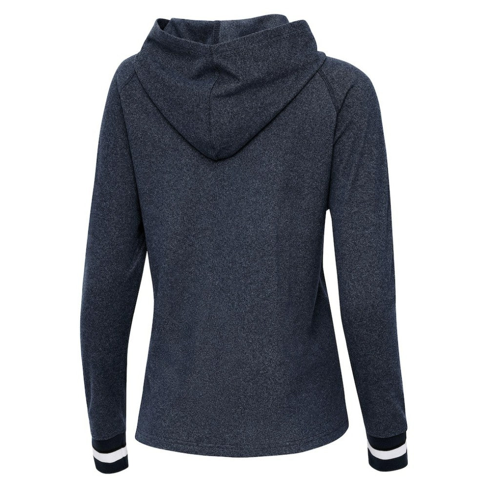 New York Yankees Antigua Women's Trek Pullover Hoodie - Heather Navy