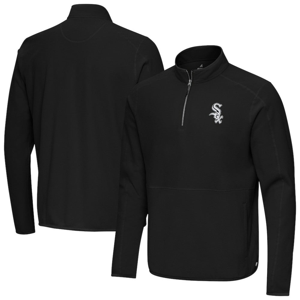 Chicago White Sox Antigua Step Up Quarter-Zip Pullover - Black