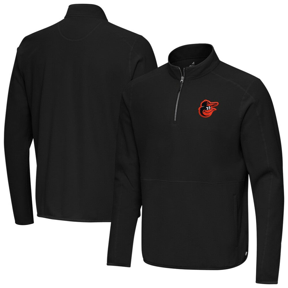 Baltimore Orioles Antigua Step Up Quarter-Zip Pullover - Black