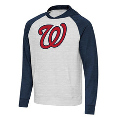 Washington Nationals Antigua Urgent Pullover Hoodie - Heather Navy/Gray