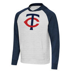 Minnesota Twins Antigua Urgent Pullover Hoodie - Heather Navy/Gray