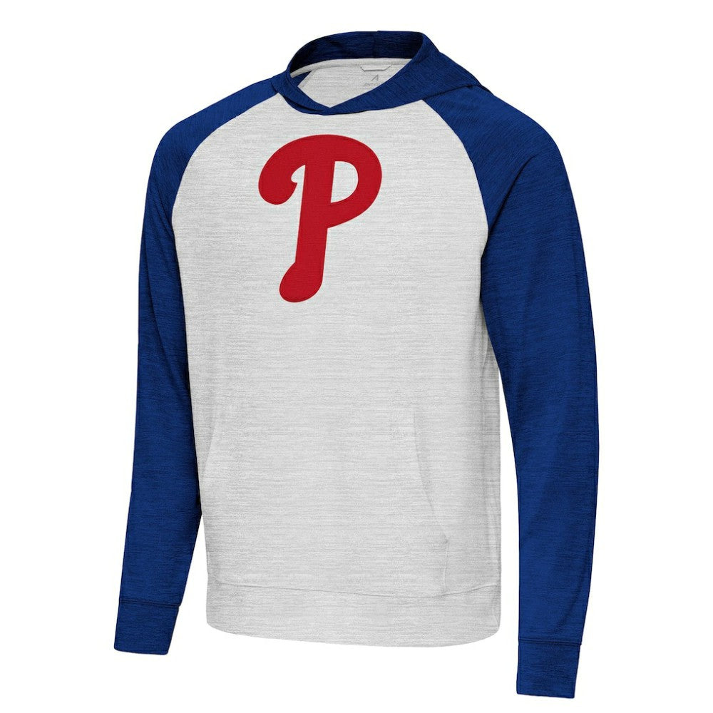 Philadelphia Phillies Antigua Urgent Pullover Hoodie - Royal/Gray