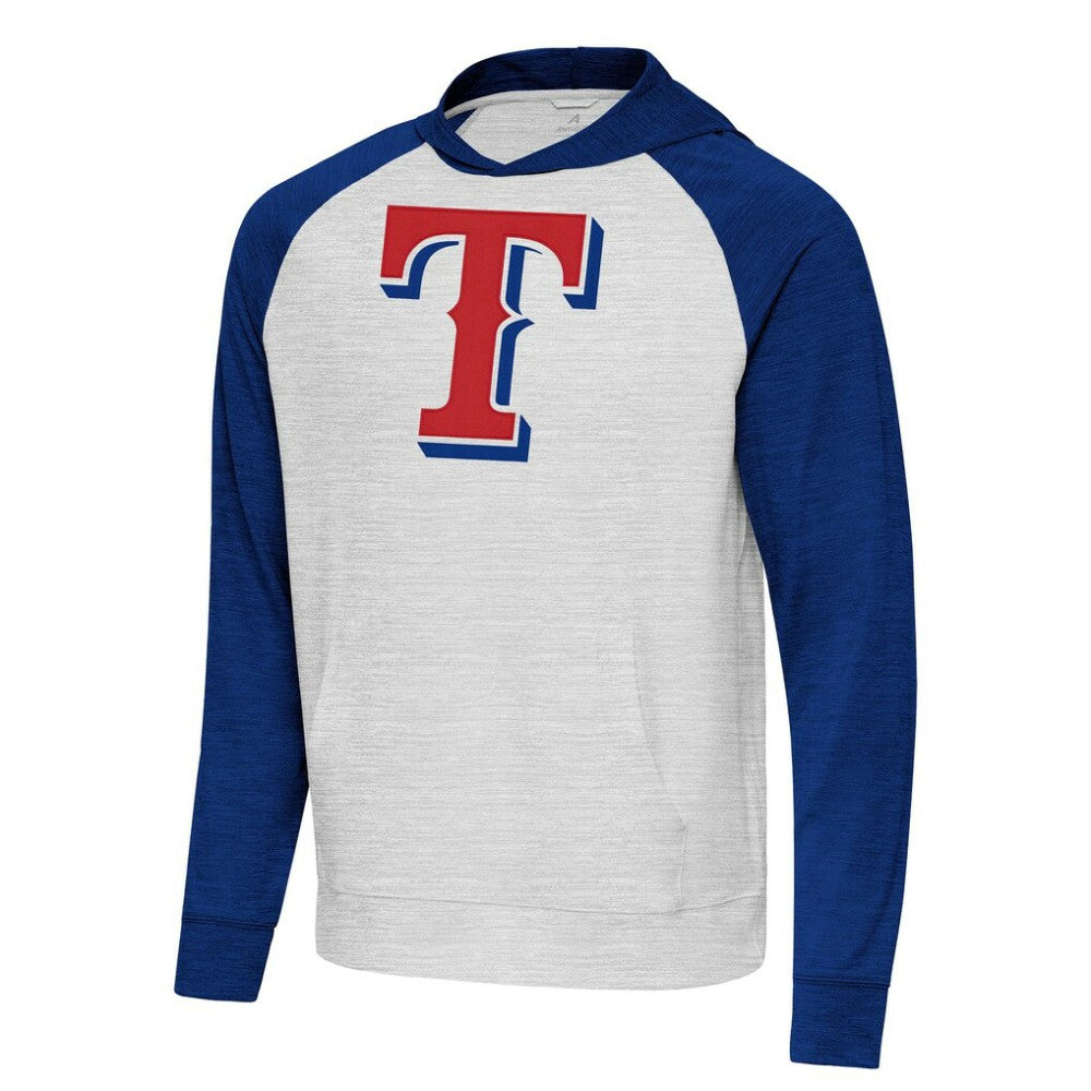 Texas Rangers Antigua Urgent Pullover Hoodie - Royal/Gray