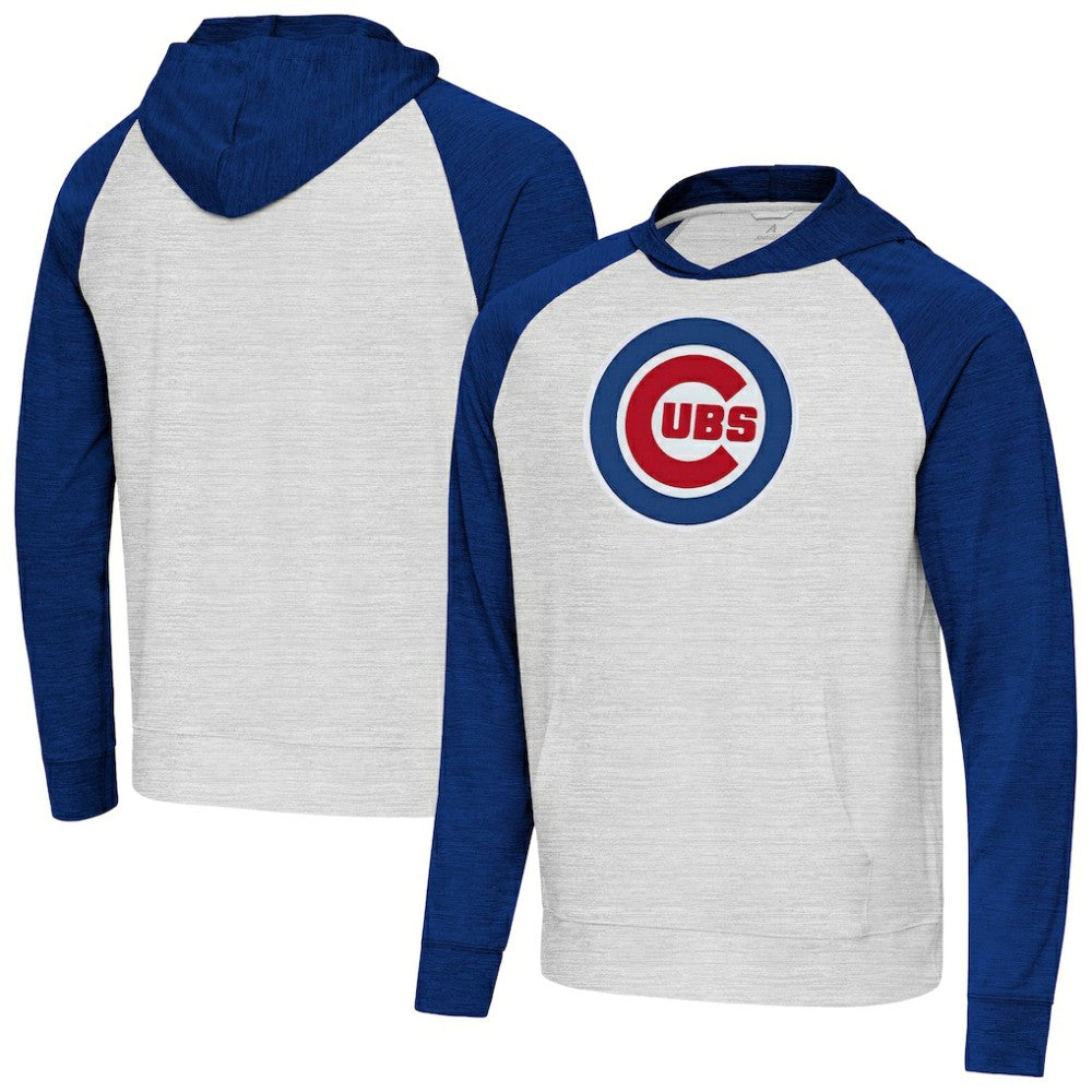 Chicago Cubs Antigua Urgent Pullover Hoodie - Royal/Gray