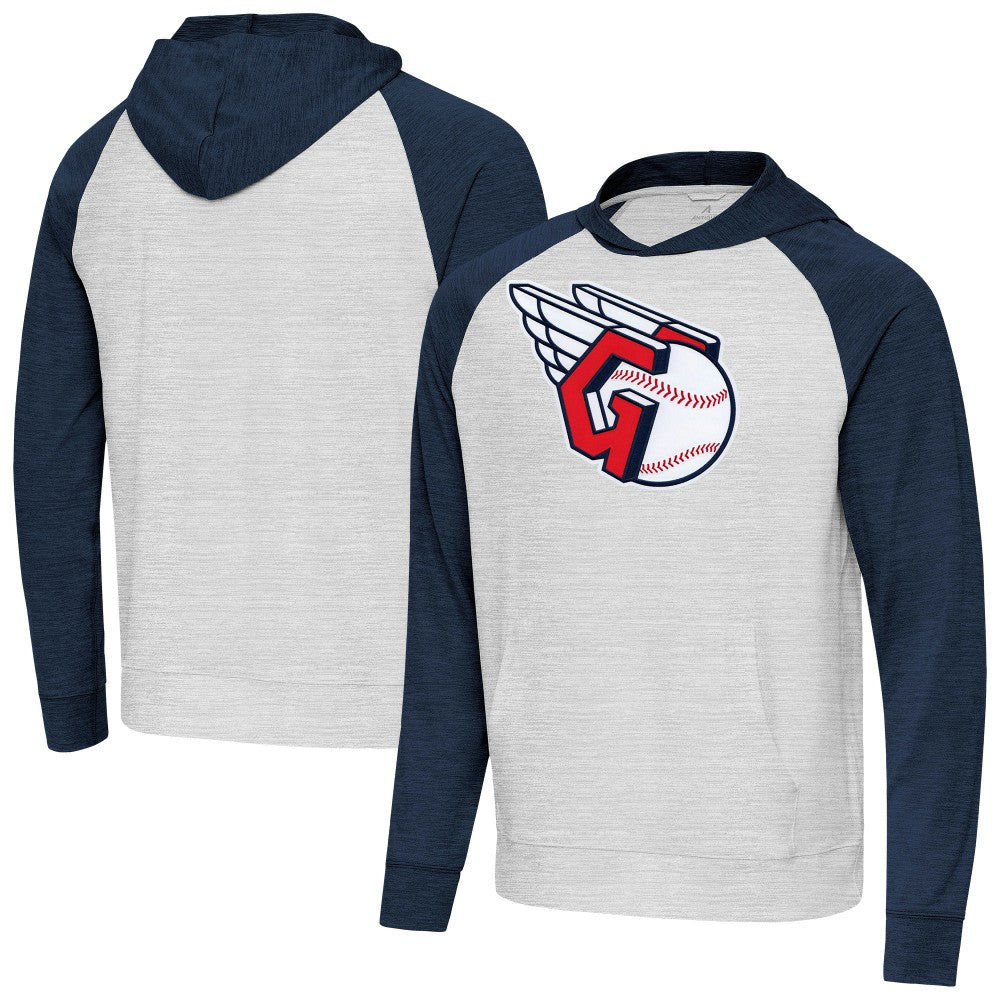 Cleveland Guardians Antigua Urgent Pullover Hoodie - Heather Navy/Gray