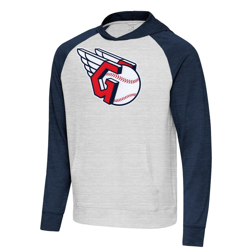 Cleveland Guardians Antigua Urgent Pullover Hoodie - Heather Navy/Gray