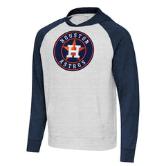 Houston Astros Antigua Urgent Pullover Hoodie - Heather Navy/Gray