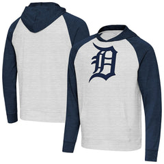 Detroit Tigers Antigua Urgent Pullover Hoodie - Heather Navy/Gray