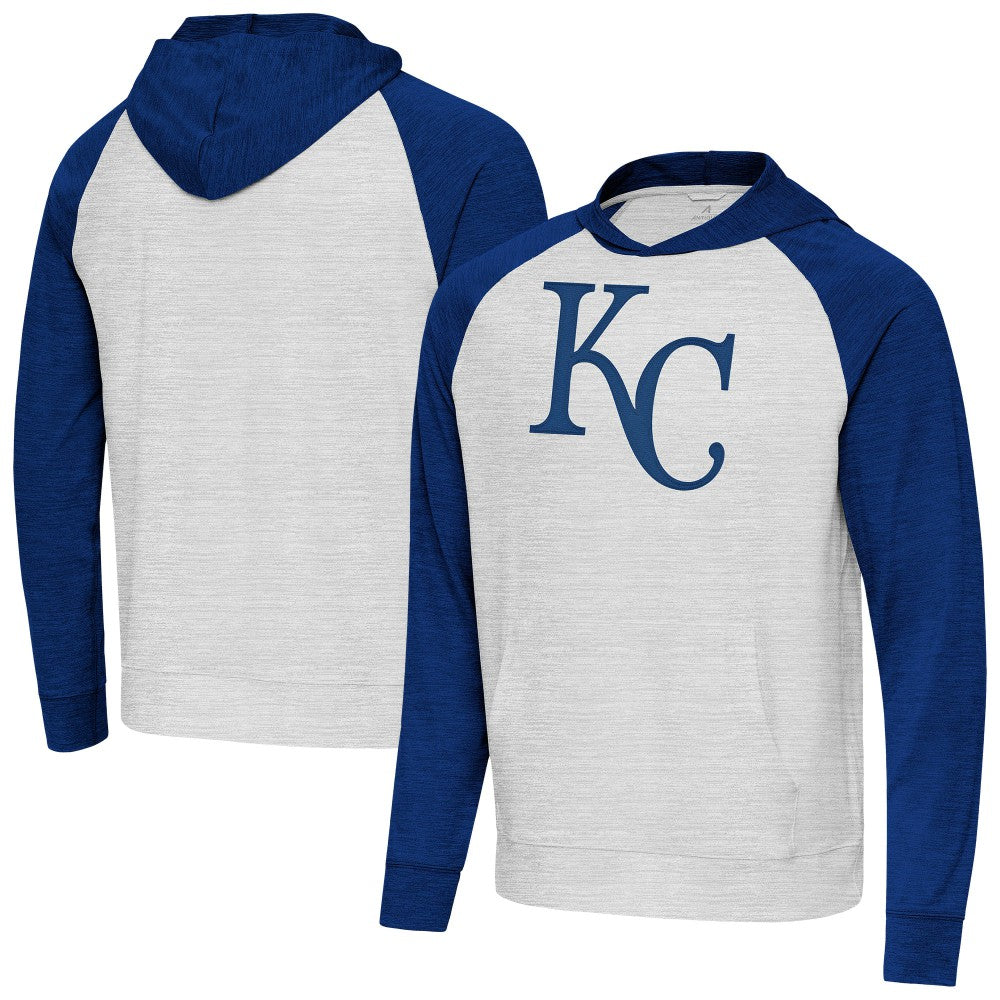 Kansas City Royals Antigua Urgent Pullover Hoodie - Royal/Gray