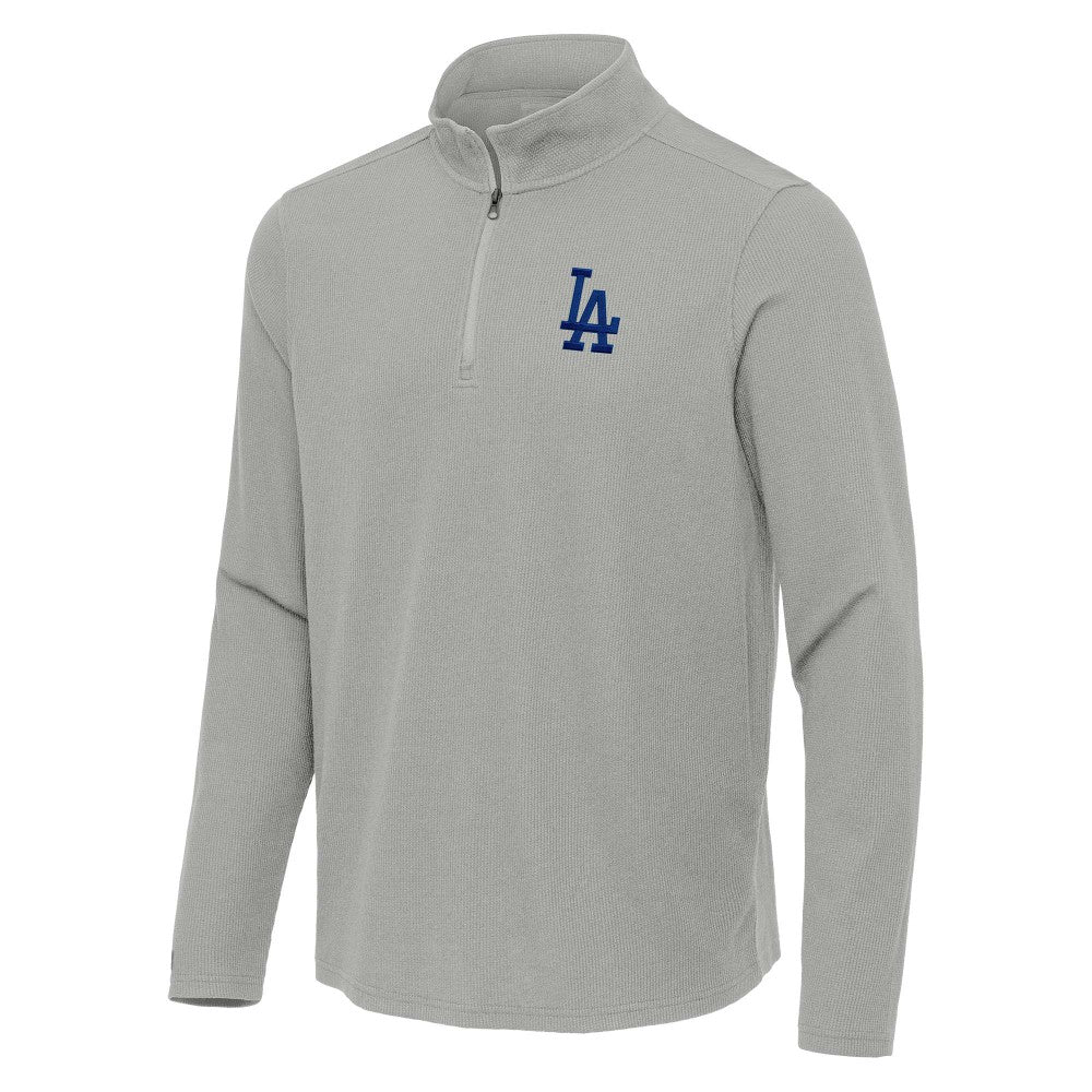 Los Angeles Dodgers Antigua Sync Tri-Blend Quarter-Zip Pullover - Heather Gray