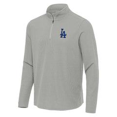 Los Angeles Dodgers Antigua Sync Tri-Blend Quarter-Zip Pullover - Heather Gray