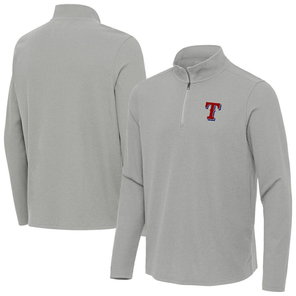 Texas Rangers Antigua Sync Tri-Blend Quarter-Zip Pullover - Heather Gray