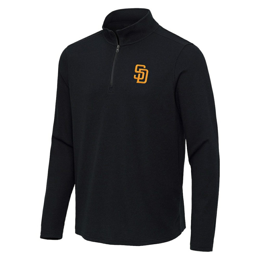San Diego Padres Antigua Sync Tri-Blend Quarter-Zip Pullover - Heather Black