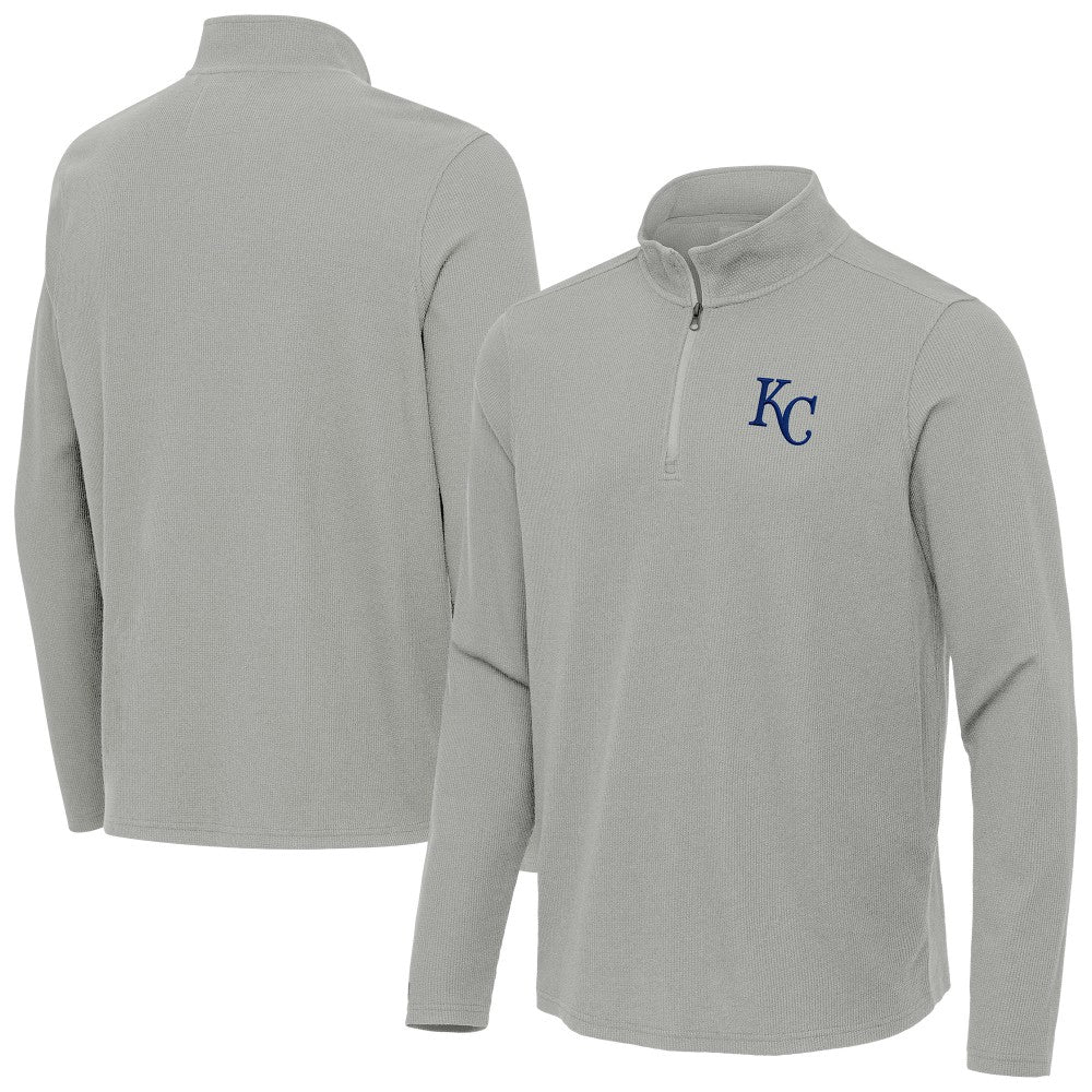 Kansas City Royals Antigua Sync Tri-Blend Quarter-Zip Pullover - Heather Gray