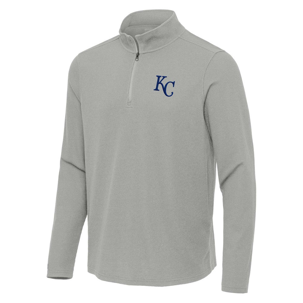 Kansas City Royals Antigua Sync Tri-Blend Quarter-Zip Pullover - Heather Gray