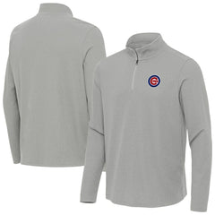 Chicago Cubs Antigua Sync Tri-Blend Quarter-Zip Pullover - Heather Gray