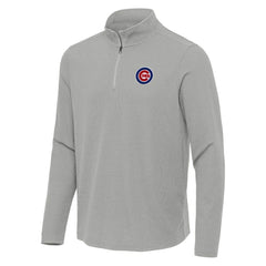 Chicago Cubs Antigua Sync Tri-Blend Quarter-Zip Pullover - Heather Gray