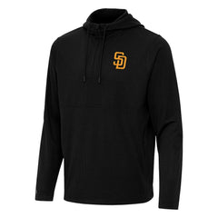San Diego Padres Antigua Connected Quarter-Zip Pullover Hoodie - Black