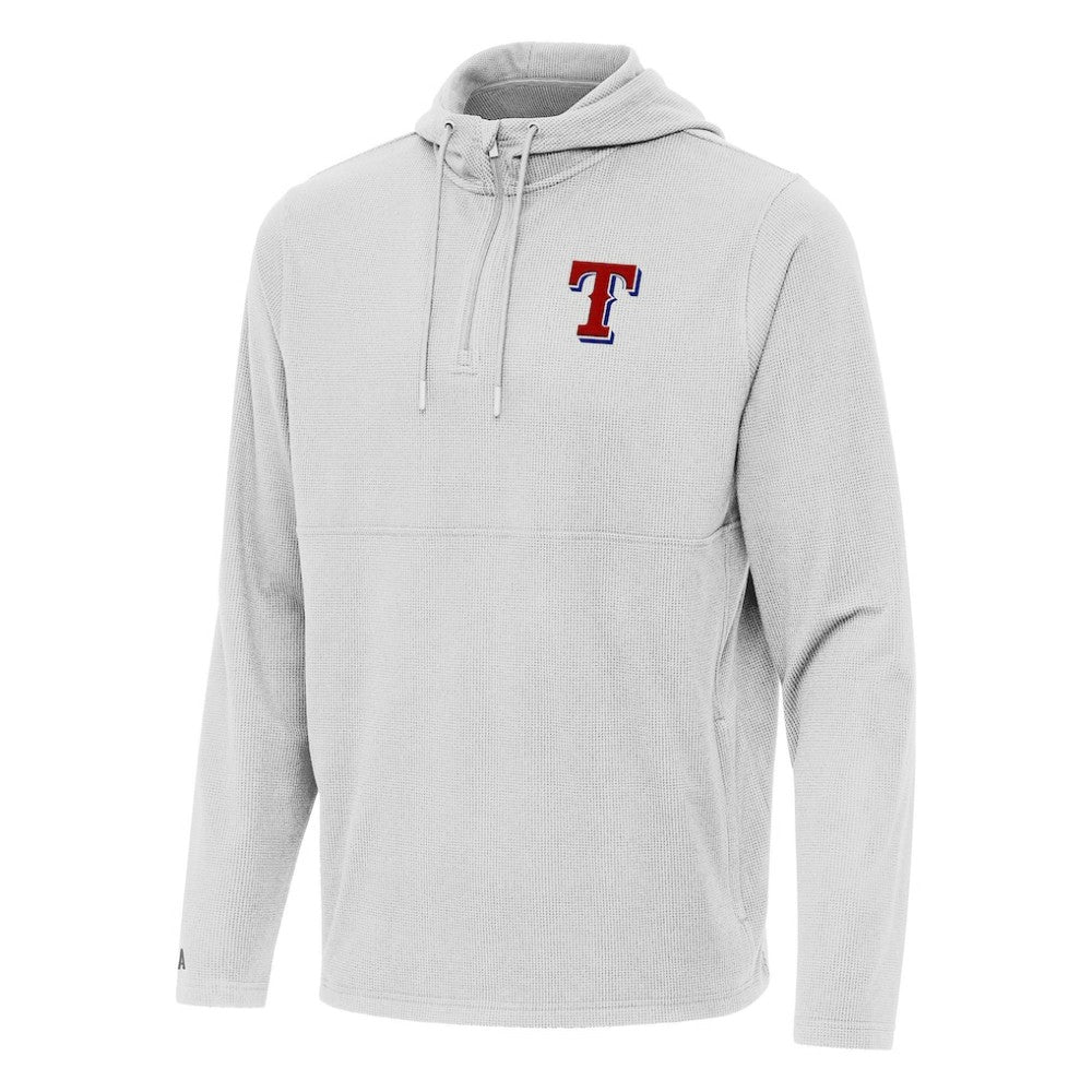 Texas Rangers Antigua Connected Quarter-Zip Pullover Hoodie - Gray