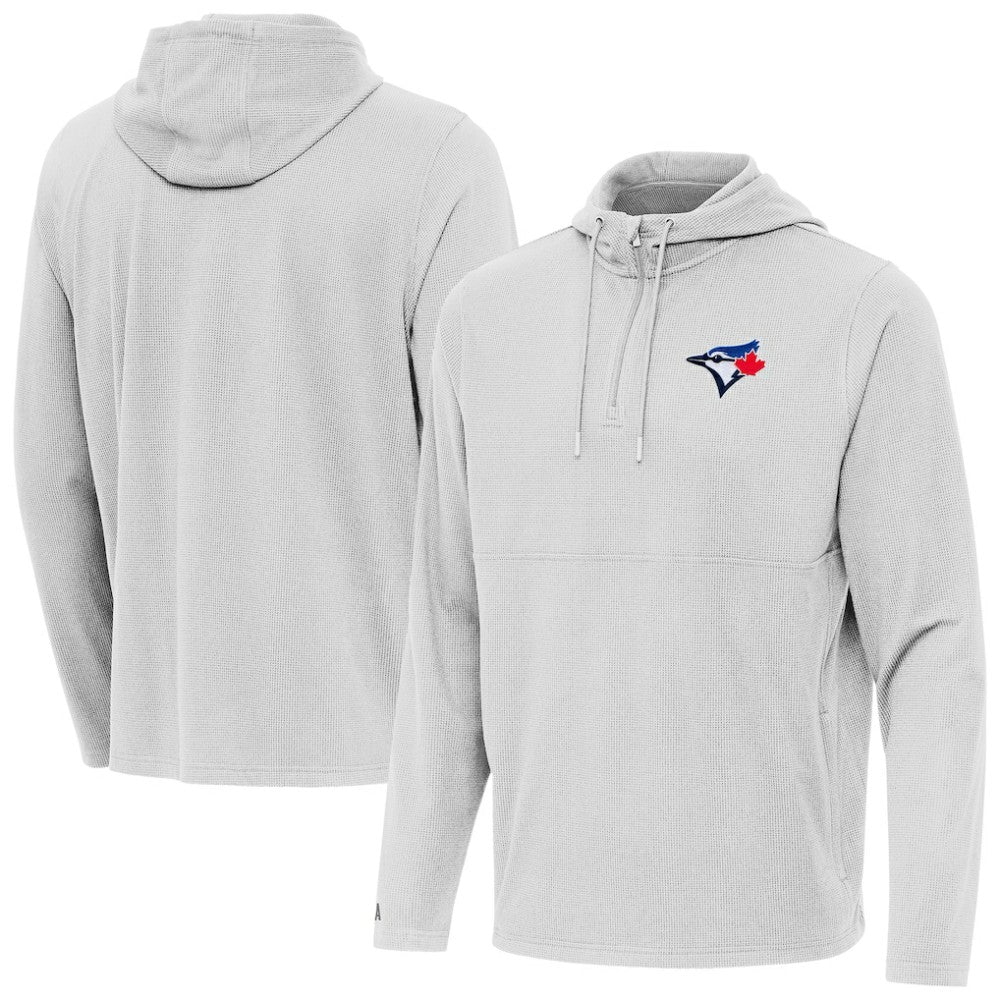 Toronto Blue Jays Antigua Connected Quarter-Zip Pullover Hoodie - Gray