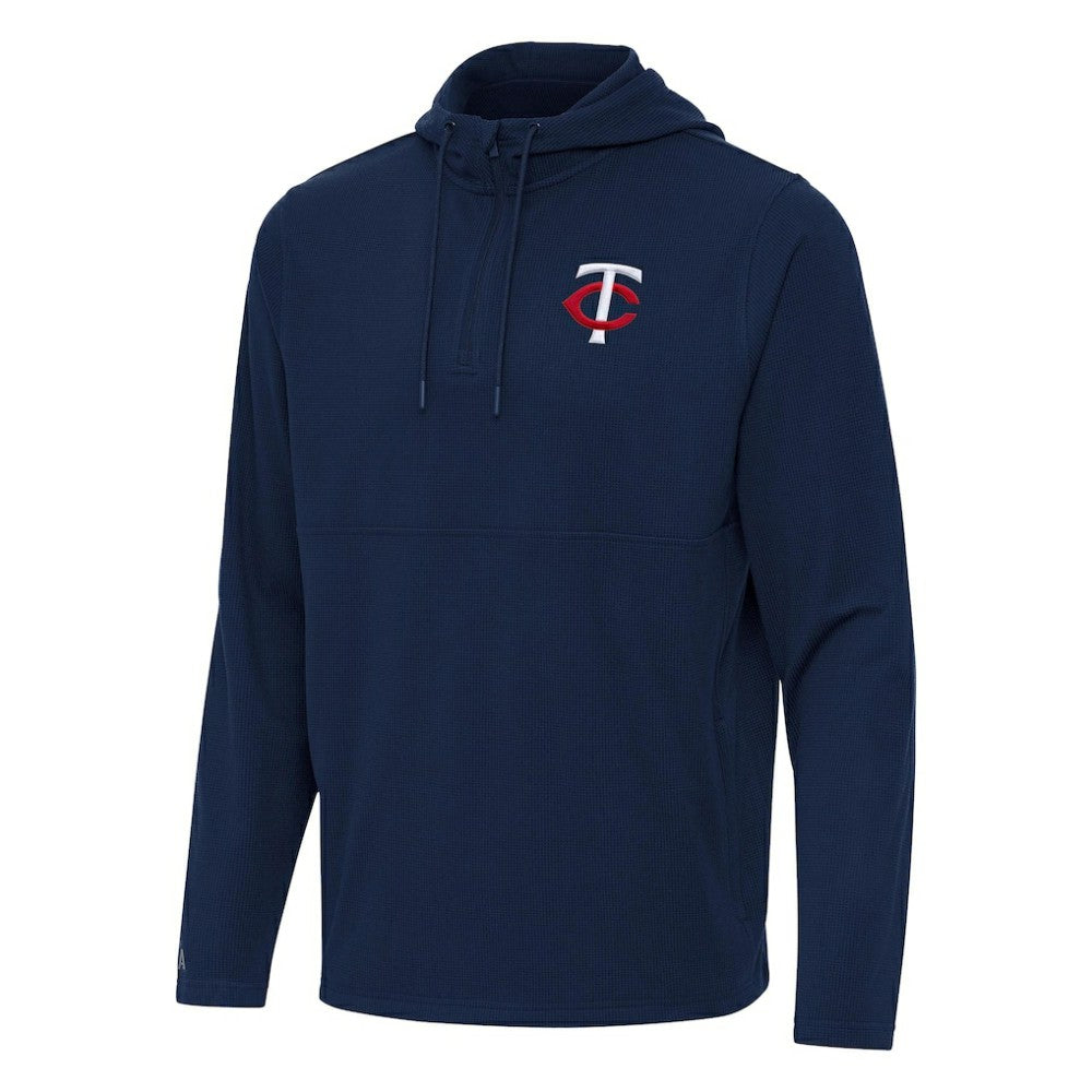 Minnesota Twins Antigua Connected Quarter-Zip Pullover Hoodie - Navy