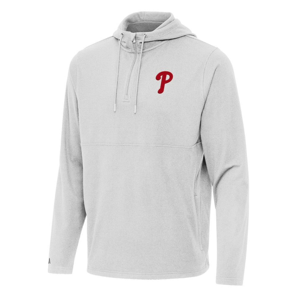 Philadelphia Phillies Antigua Connected Quarter-Zip Pullover Hoodie - Gray