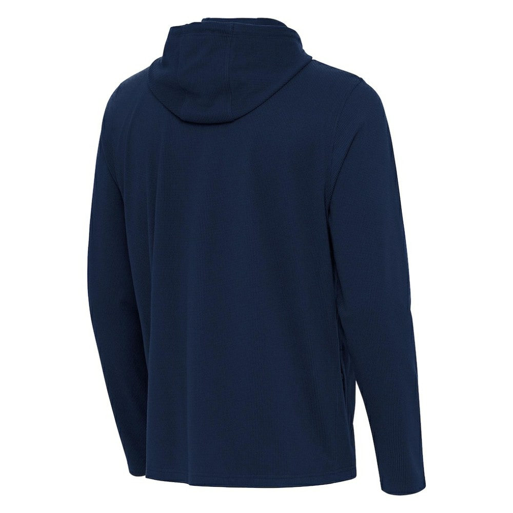 Atlanta Braves Antigua Connected Quarter-Zip Pullover Hoodie - Navy