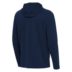 Atlanta Braves Antigua Connected Quarter-Zip Pullover Hoodie - Navy