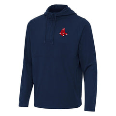 Boston Red Sox Antigua Connected Quarter-Zip Pullover Hoodie - Navy