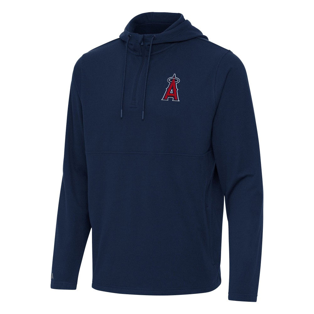 Los Angeles Angels Antigua Connected Quarter-Zip Pullover Hoodie - Navy