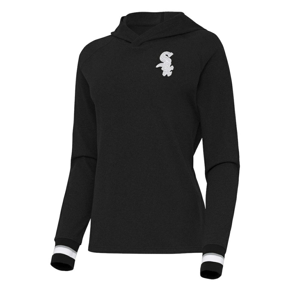Chicago White Sox Antigua Women's Trek Pullover Hoodie - Black
