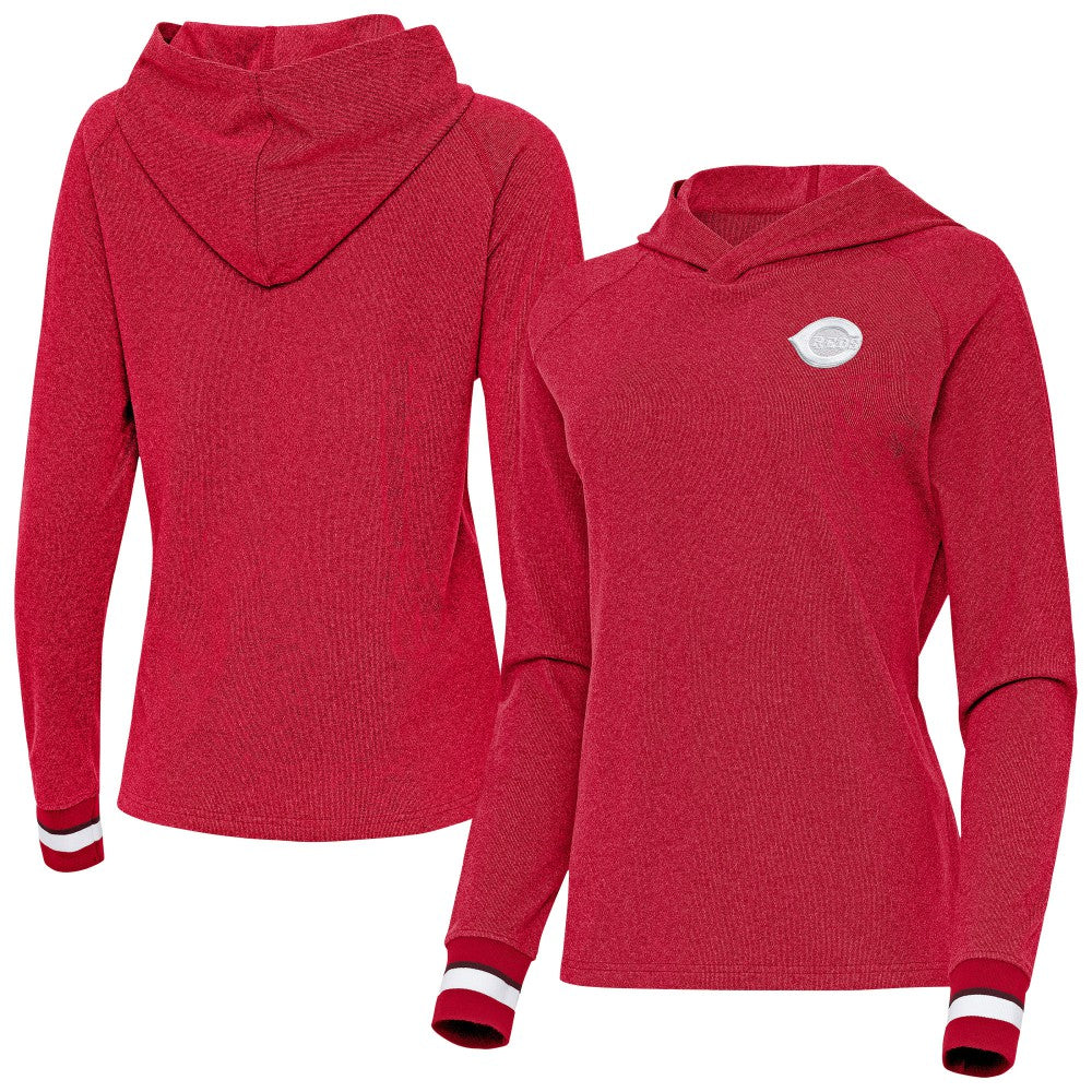Cincinnati Reds Antigua Women's Trek Pullover Hoodie - Red