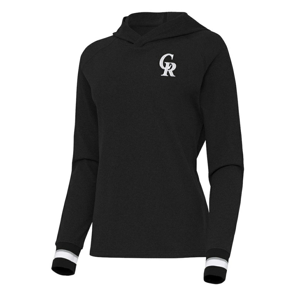 Colorado Rockies Antigua Women's Trek Pullover Hoodie - Black