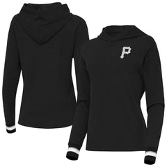 Pittsburgh Pirates Antigua Women's Trek Pullover Hoodie - Black