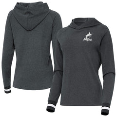 Miami Marlins Antigua Women's Trek Pullover Hoodie - Heather Charcoal