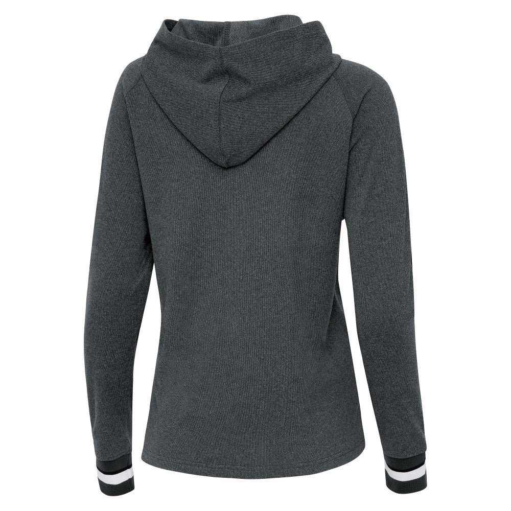 Miami Marlins Antigua Women's Trek Pullover Hoodie - Heather Charcoal