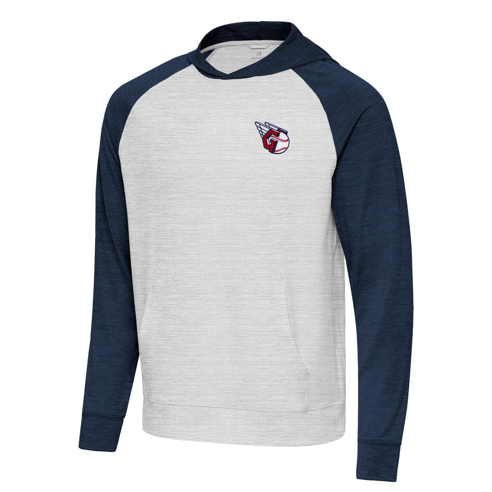 Cleveland Guardians Antigua Urgent Pullover Hoodie - Heather Navy/Gray