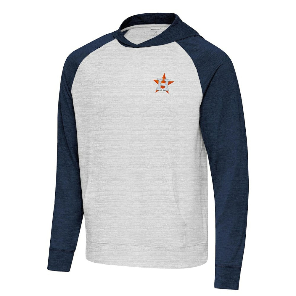 Houston Astros Antigua Urgent Pullover Hoodie - Heather Navy/Gray