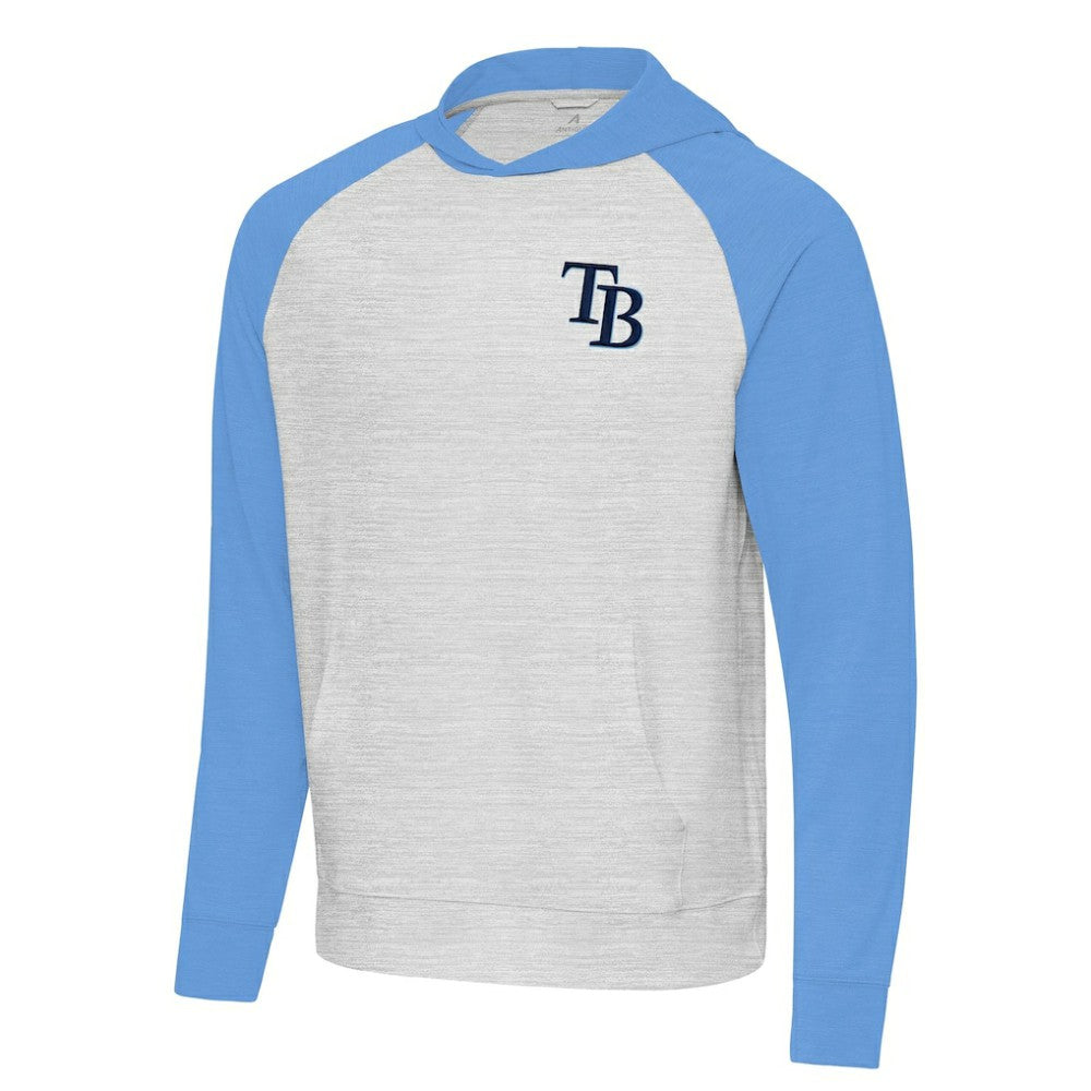 Tampa Bay Rays Antigua Urgent Pullover Hoodie - Powder Blue/Gray