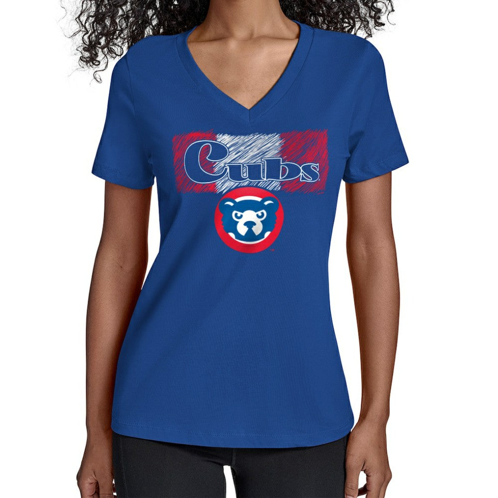 Chicago Cubs Starter Women's Team Color Shading V-Neck T-Shirt - Royal